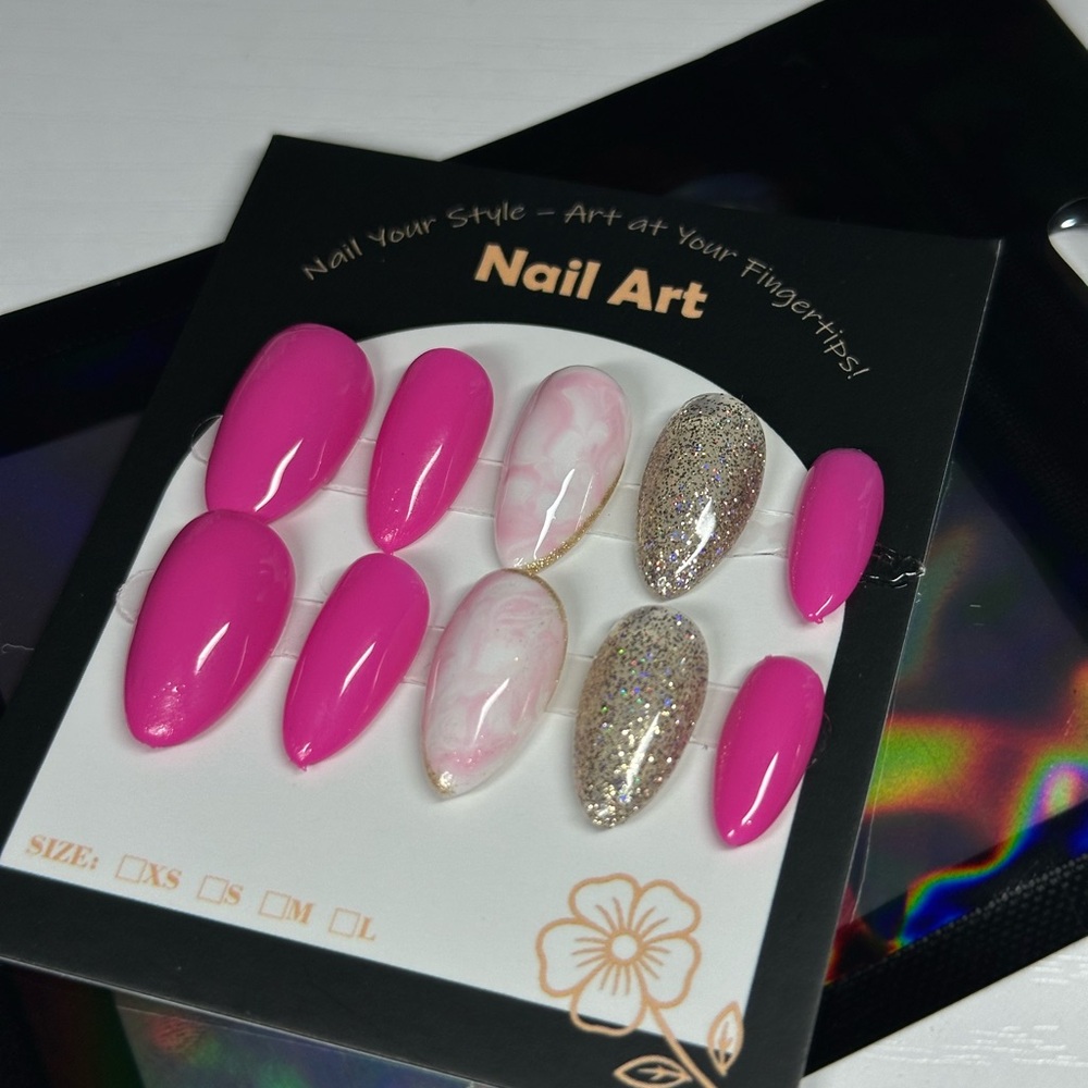 Pink and Glitter Nail Art Set